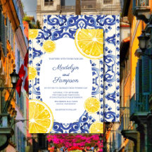 Modern La Dolce vita Lemon wedding Invitation