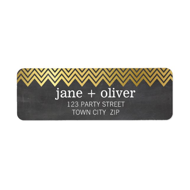 MODERN LABEL chevron pattern gold foil chalkboard (Front)