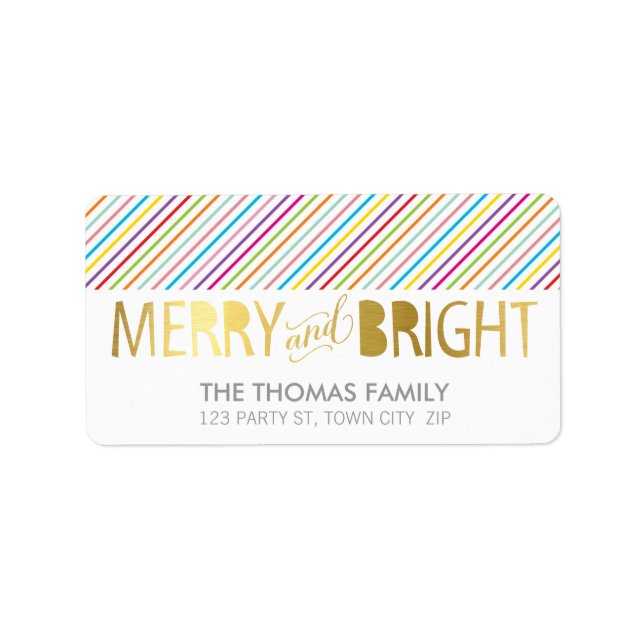 MODERN LABEL merry & bright bold gold foil color (Front)