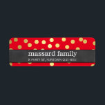 MODERN LABEL playful confetti spots gold foil red<br><div class="desc">NOTE - the gold foil image is a printed picture Adhere to the back of your envelopes as a classy, personalized return address label. Setup as a template it is simple for you to add your own details, or hit the customize button and you can add or change text, fonts,...</div>