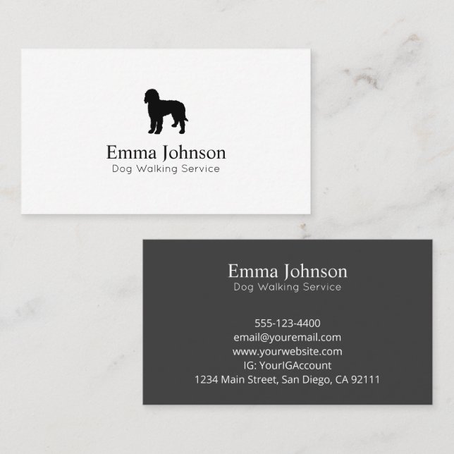 Modern Labradoodle logo Dog Walking Business Card (Front/Back)