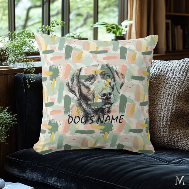 Modern Labrador Artline – Abstract Brushstroke Throw Pillow (Creator Uploaded)