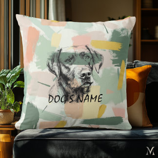 Modern Labrador Portrait – Abstract Brushstroke Throw Pillow