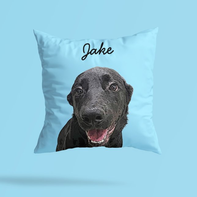 Modern Labrador Retriever Illustration | Add Name Throw Pillow (Creator Uploaded)