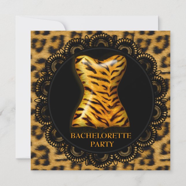 MODERN LACE ANIMAL PRINT BACHELORETTE PARTY INVITE (Front)