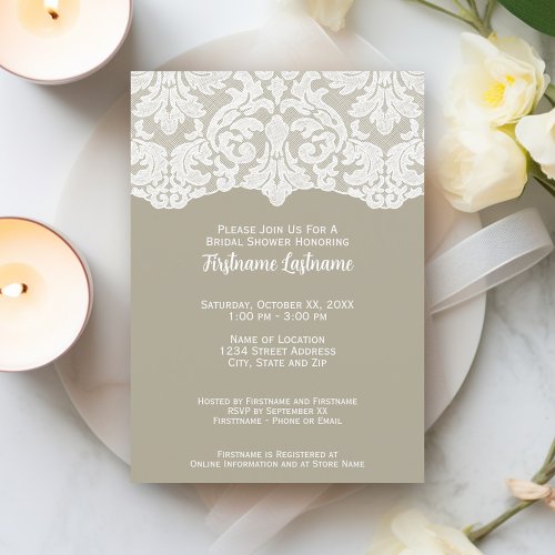 Modern Lace Bridal Shower or Engagement Party Custom Invitations