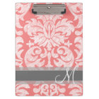 Modern Lace Damask Pattern - Coral and Gray