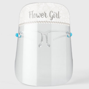 Modern Lace & Pearl Flower Girl Wedding Face Shield