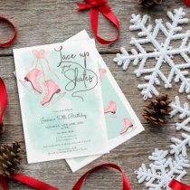 Modern lace up your skates ice skate birthday invitation