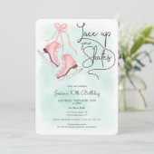 Modern lace up your skates ice skate birthday invitation (Standing Front)