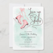 Modern lace up your skates ice skate birthday invitation (Front)