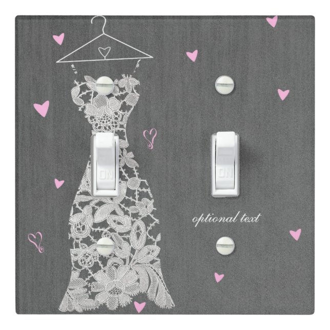 Modern Lace Wedding Dress Grey Fashion Glamour Light Switch Cover (In Situ)