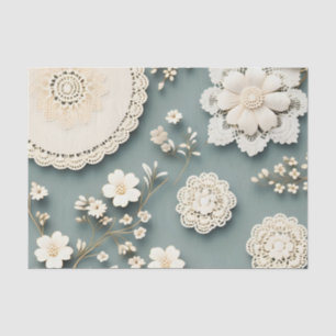 Modern Lace White Flowers Tissue Paper