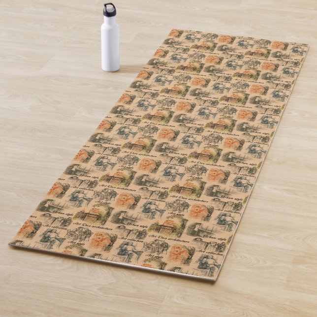 modern ladies and houses yoga mat (In Situ)
