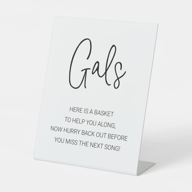 Modern Ladies Bathroom Basket Wedding Pedestal Sign (Front)
