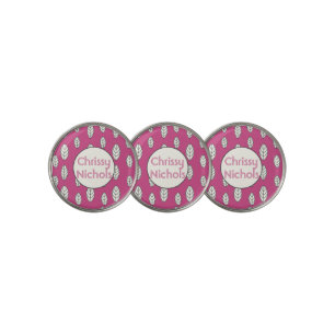 Modern Ladies Hot Pink Personalized Golf Ball Marker