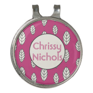 Modern Ladies Hot Pink Personalized Golf Hat Clip