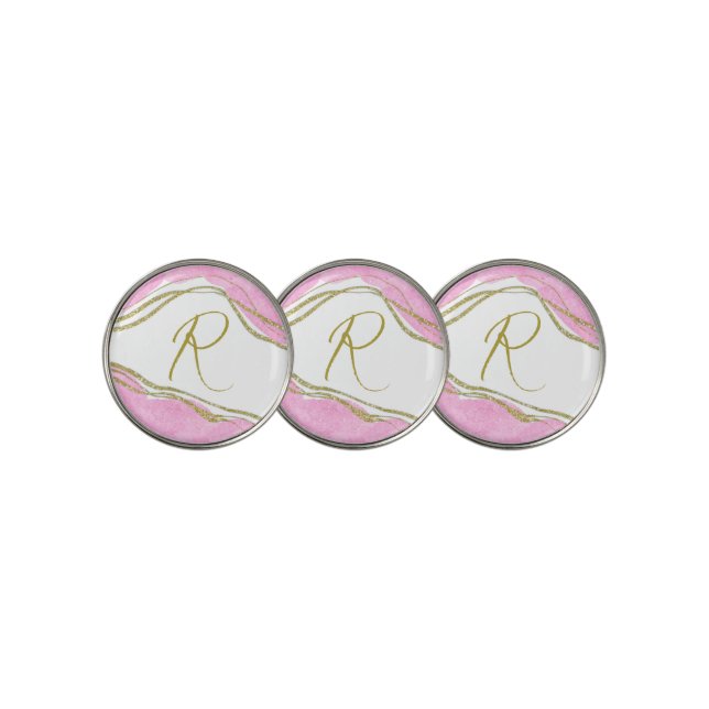 Modern ladies Pink and Gold Golf Ball Marker (3 Up)