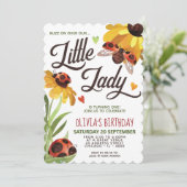 Modern Lady Bug Birthday Invitation (Standing Front)
