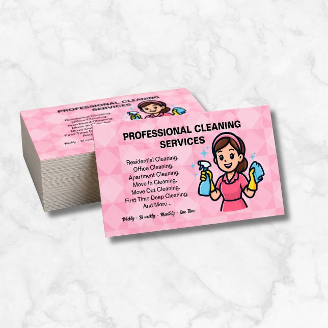 Modern Lady Cleaning Service Business Card (Creator Uploaded)