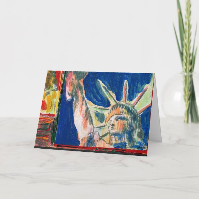Modern Lady Liberty Watercolor Colorful postcard (Front)