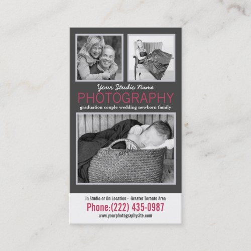 Modern Lady Photographer with 3 Sample Photos Business Card