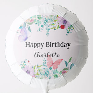 Modern Ladybug Butterfly colorful flower Birthday Balloon