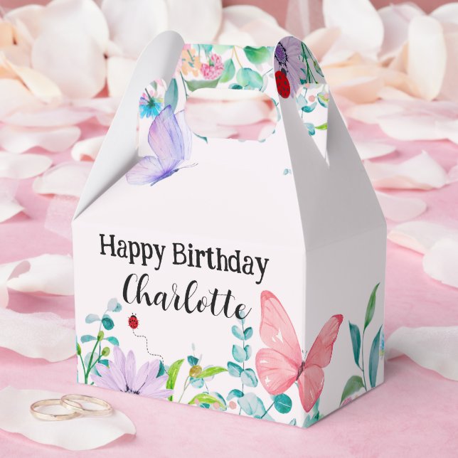 Modern Ladybug Butterfly colorful flower Birthday Favor Boxes (Wedding)