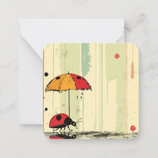Modern Ladybug Chic Note Card (Front)