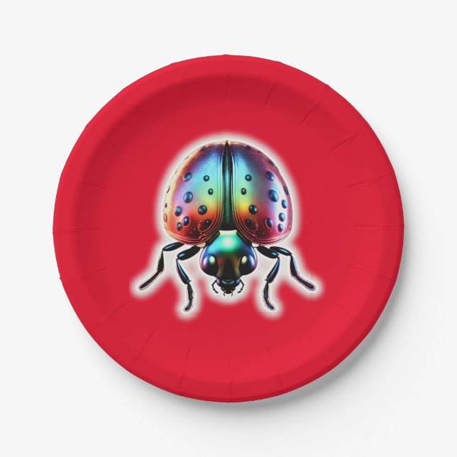 Modern Ladybug  Paper Plates (Front)