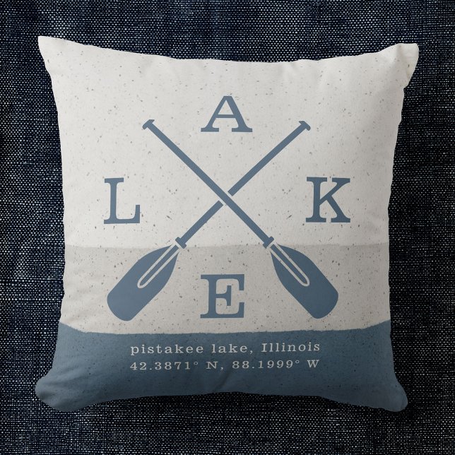 Modern Lake House Coordinates Custom Throw Pillow (Creator Uploaded)