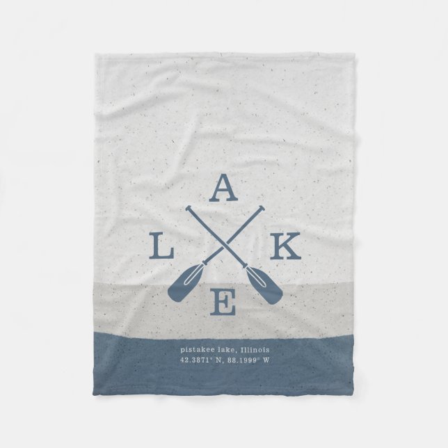 Modern Lake House Custom Coordinates Fleece Blanket (Front)