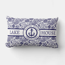 Modern Lake House Custom Family Name blue anchor