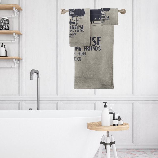 Modern Lake House Family Name Bath Towel Set (Creator Uploaded)