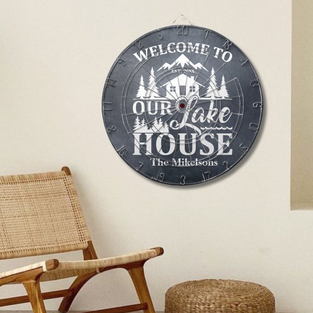 Modern Lake House Family Name Dart Board (Creator Uploaded)