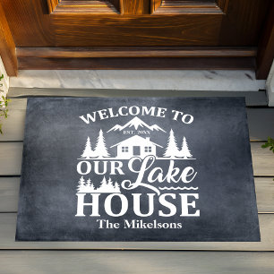 Modern Lake House Family Name Doormat