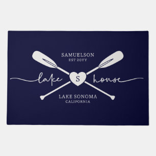 Modern Lake House Script Rustic Wood Doormat