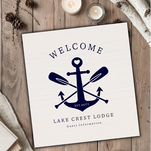 Modern Lake House Vacation Rental Guest Welcome 3 Ring Binder