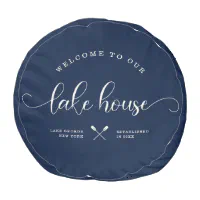 Modern Lake House Welcome Nautical Pouf