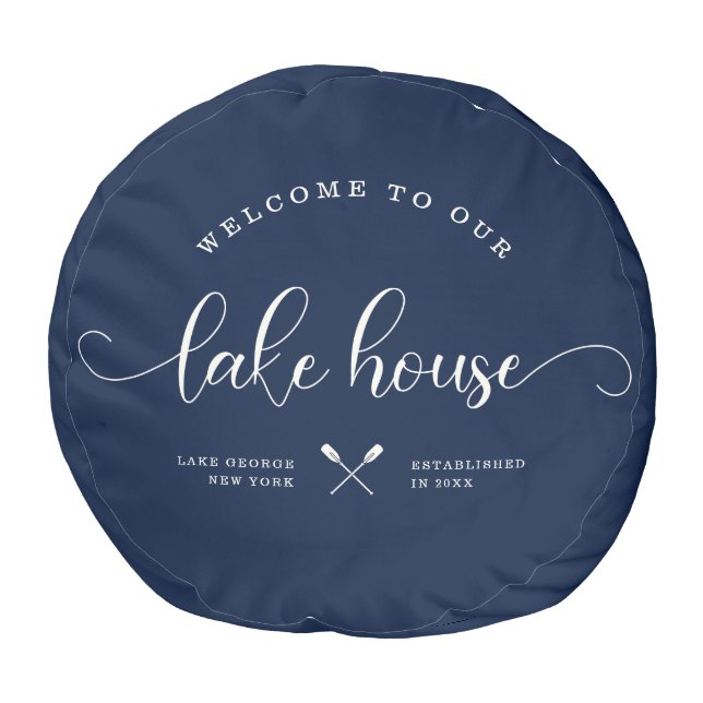 Modern Lake House Welcome Nautical  Pouf (Bottom)
