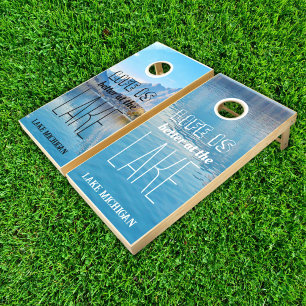 Modern Lake Life Water Scene Cornhole Set
