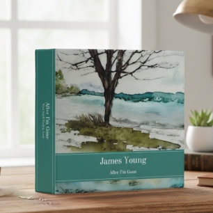 Modern Lake Shore Watercolor End of Life Planner 3 Ring Binder