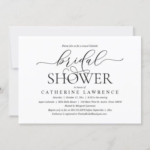 Modern Lakeside Bridal Shower Dinner Celebration  Invitation