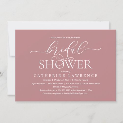 Modern Lakeside Bridal Shower Dinner Celebration Invitation