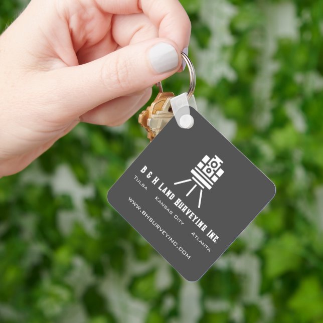 Modern Land Surveyor Business Keychain (Hand)