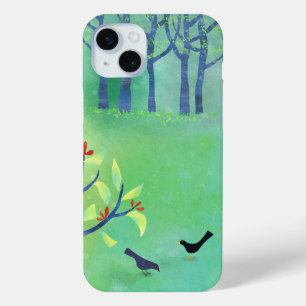 Modern Landscape Bird and Trees iPhone 15 Plus Case