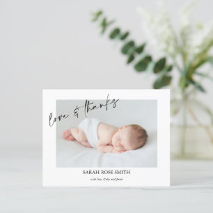 Modern Landscape Calligraphy Birth Announcement Postcard
