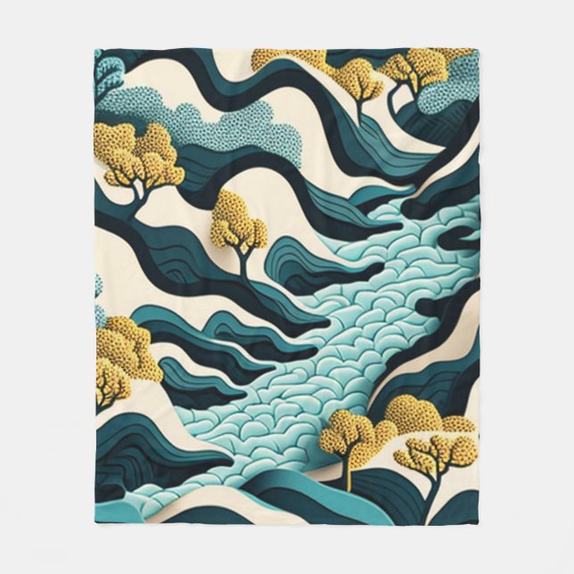 Modern Landscape Fleece Blanket (Front)
