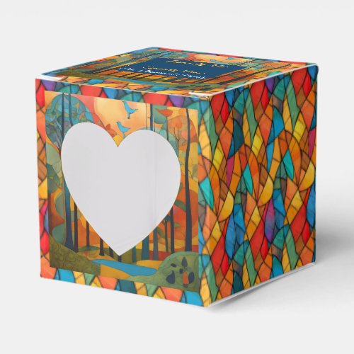 Modern Landscape Stained Glass Forest Favor Boxes