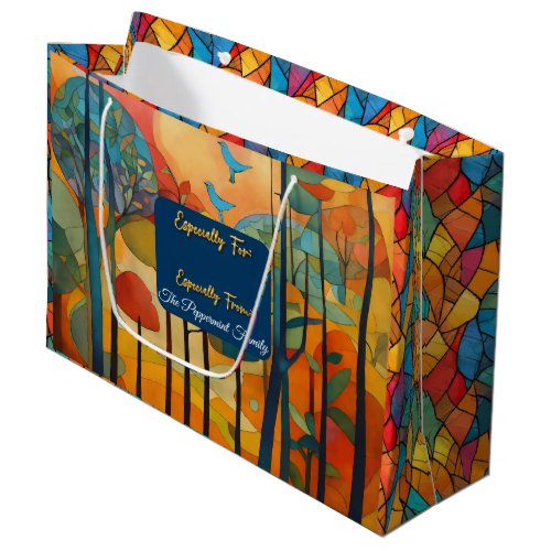 Modern Landscape Stained Glass Forest Large Gift Bag